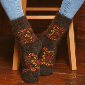 Unisex Old World Charm Goat Wool Thick Crew Socks