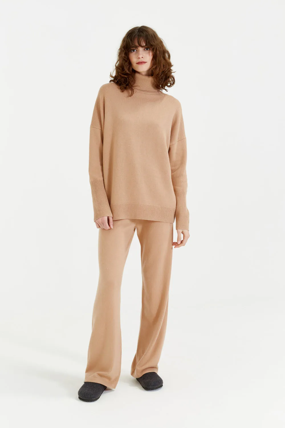 Warm-Beige Cashmere Rollneck Sweater