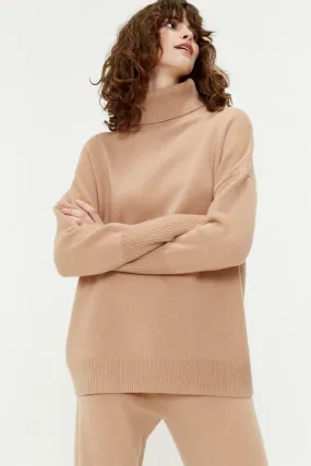Warm-Beige Cashmere Rollneck Sweater