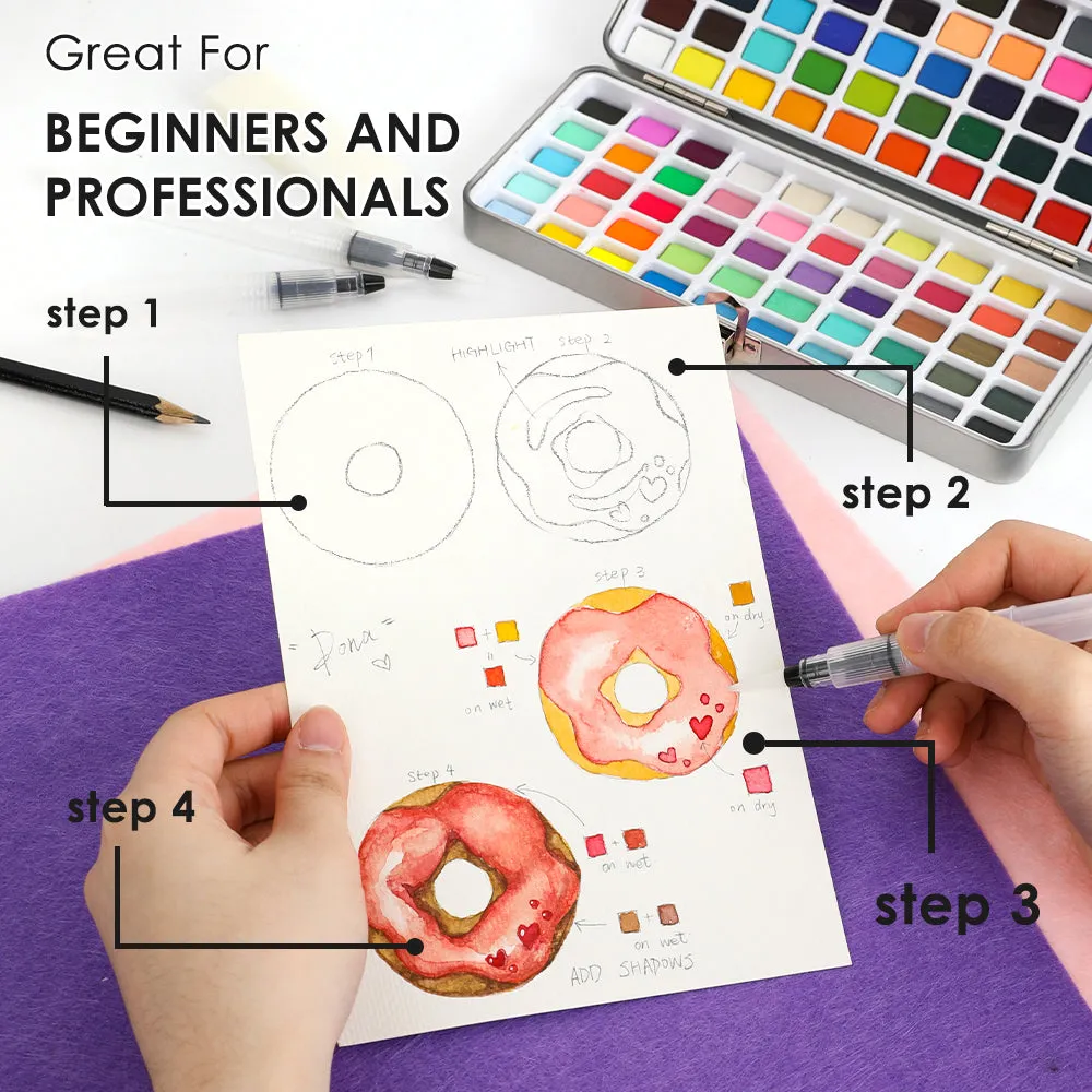 Watercolor Set Of 100 With Brush