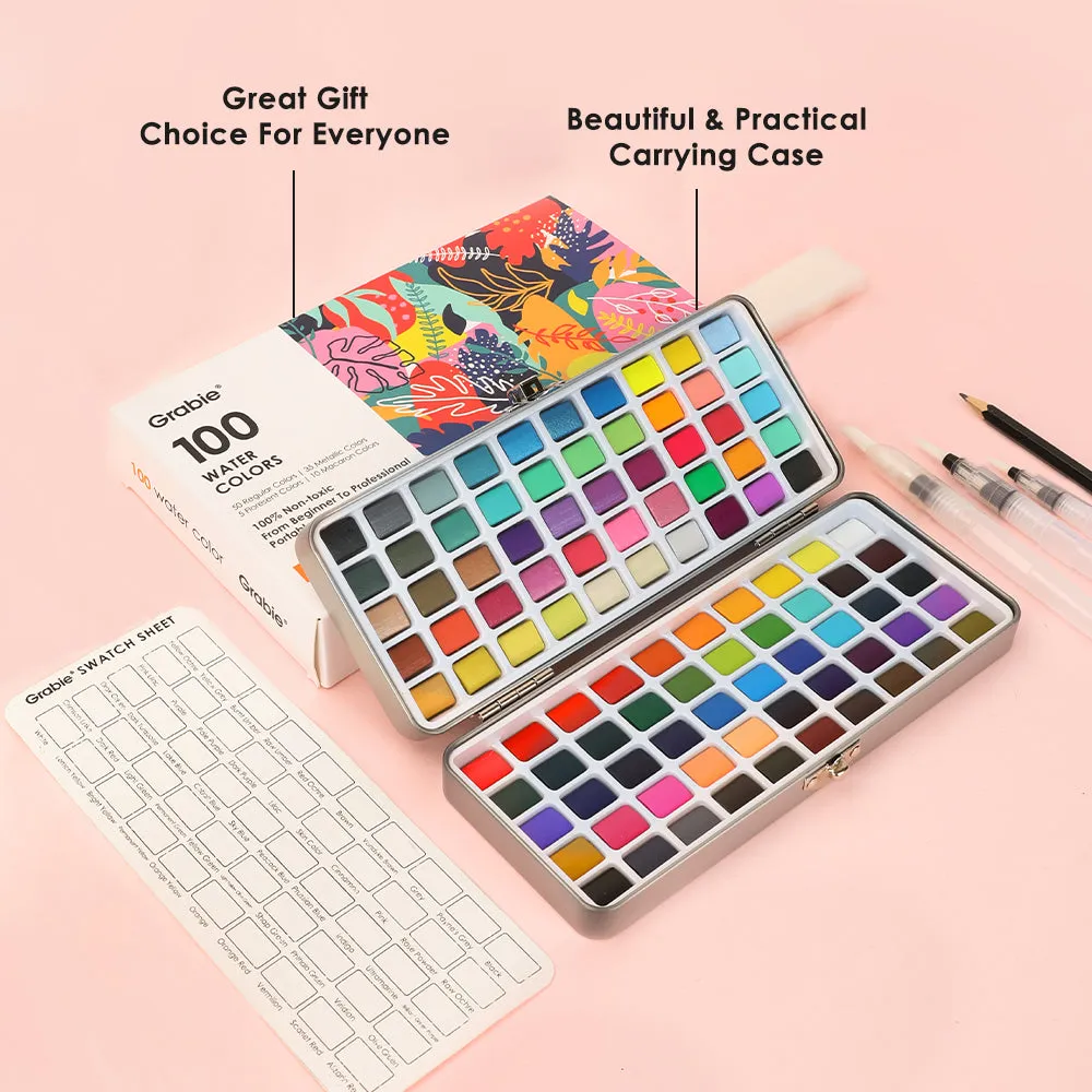 Watercolor Set Of 100 With Brush