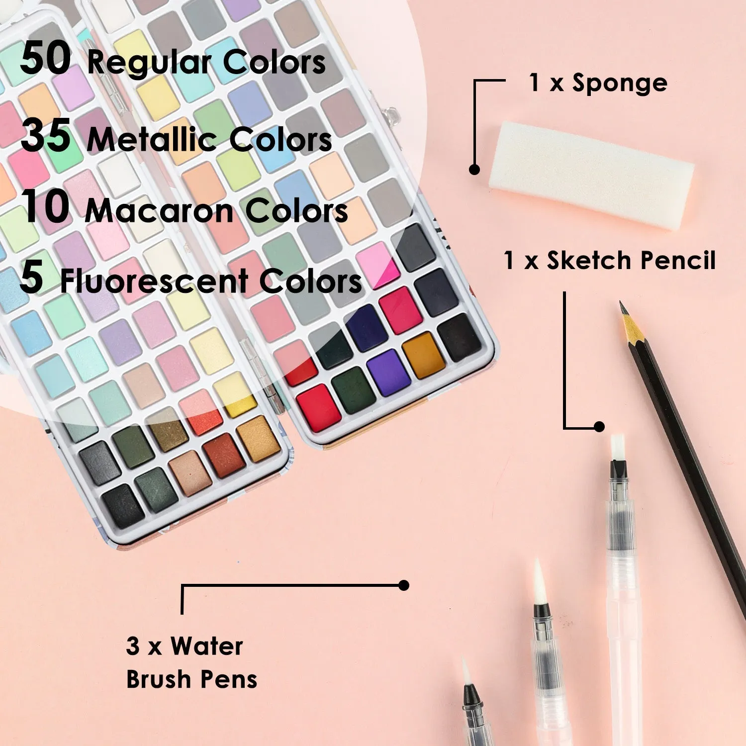 Watercolor Set Of 100 With Brush