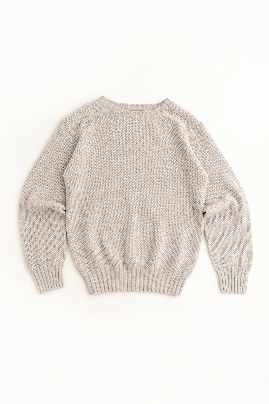 Womens Geelong Superfine Lambswool Moss Stitch Jumper - Agate