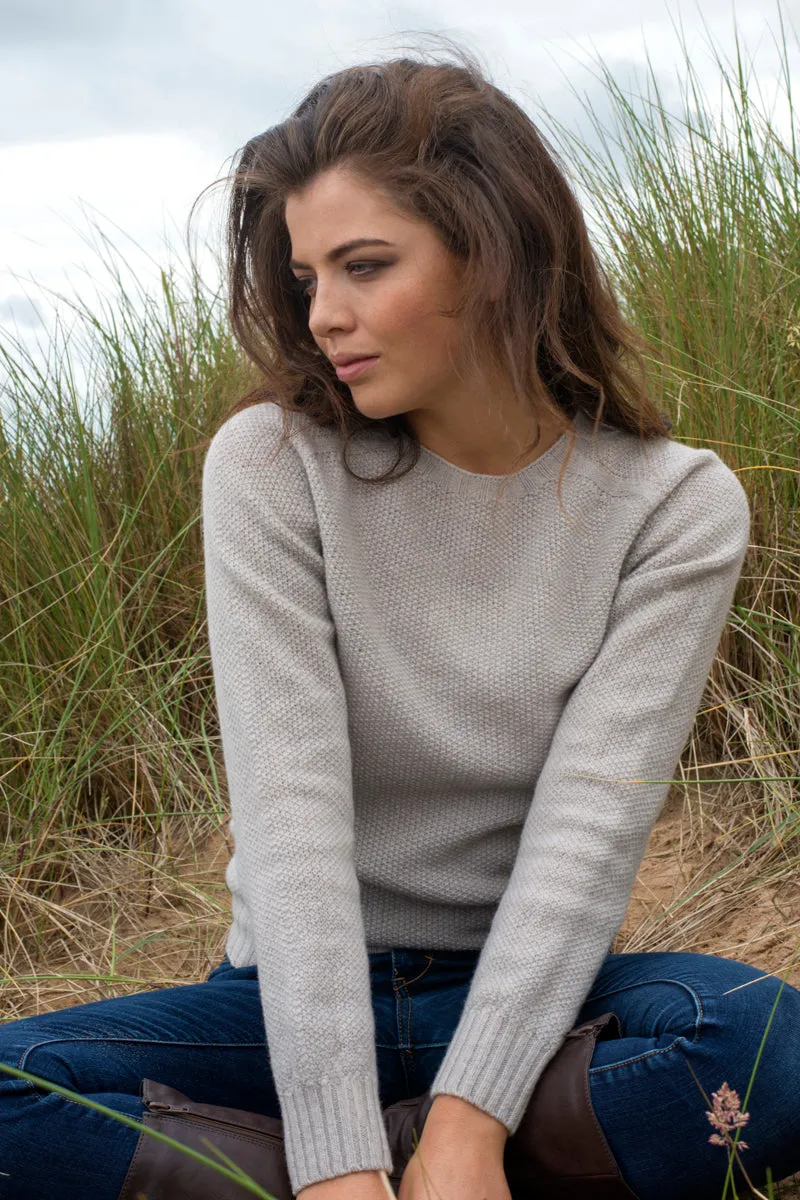 Womens Geelong Superfine Lambswool Moss Stitch Jumper - Agate