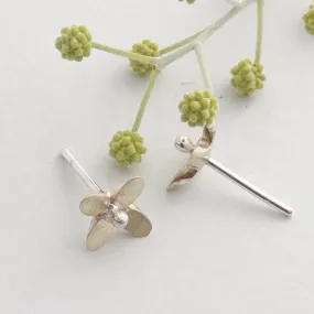 Yellow gold Star flower with silver ball